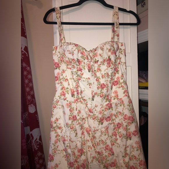 HOUSE OF CB 'Carmen' Rose Print Bustier Sundress NWOT PERFECT CONDITION SIZE L - Picture 6 of 11